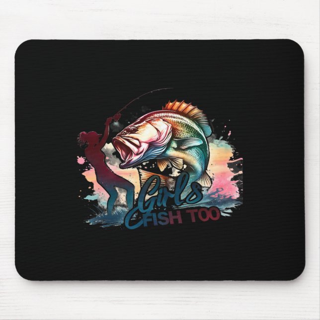 Mädchen fischen zu Fischen große Mouth B Grafik Fi Mousepad (Vorne)