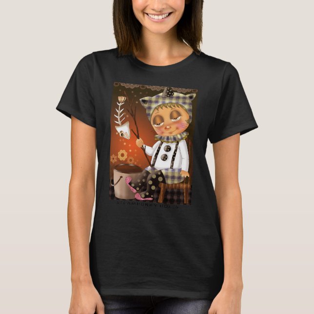 Mädchen fischt auf dem Mond T-Shirt (Vorderseite)