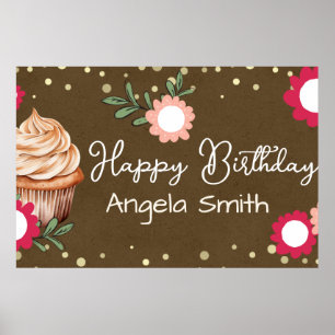 Mädchen Floral Cupcake Willkommens Geburtstag Kraf Poster