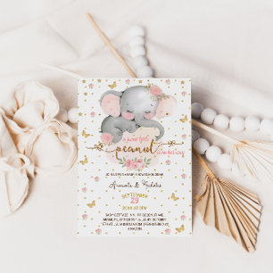 Mädchen Florale Elefant Baby Shower Einladung