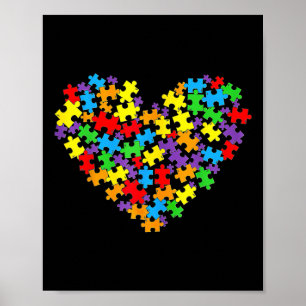 Mädchen Frauen Autismus-Bewusstsein Herz-Puzzletei Poster