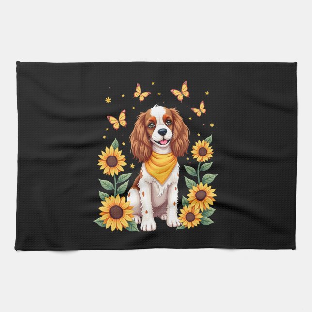 Mädchen Frauen Mutter Cavalier King Charles Spanie Geschirrtuch (Horizontal)