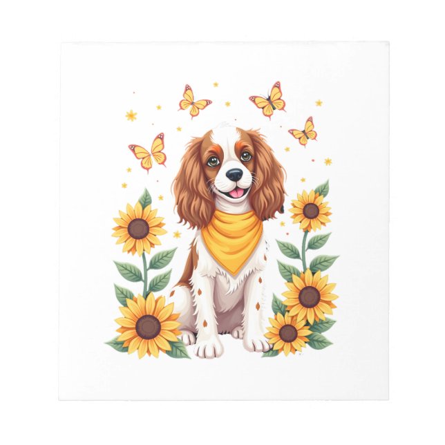 Mädchen Frauen Mutter Cavalier King Charles Spanie Notizblock (Vorderseite)