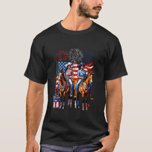 Mädchen Frauen Stiefel Western Reitpferd 4. Juli T-Shirt