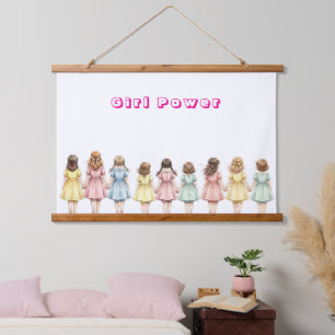 Mädchen Freunde  Wandteppich Mit Holzrahmen