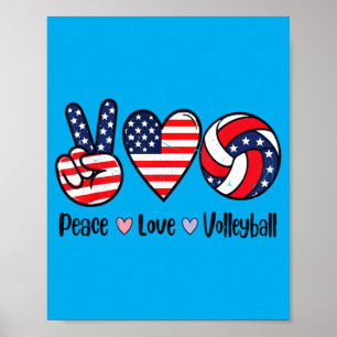 Mädchen Frieden Liebe Volleyball 4. Juli Amerikani Poster