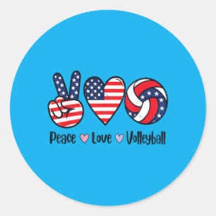 Mädchen Frieden Liebe Volleyball 4. Juli Amerikani Runder Aufkleber