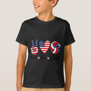 Mädchen Frieden Liebe Volleyball 4. Juli Amerikani T-Shirt