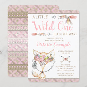 Mädchen Fuchs Wild One Baby Shower Einladungen