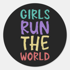 Mädchen führen die Welt als Feministin Runder Aufkleber