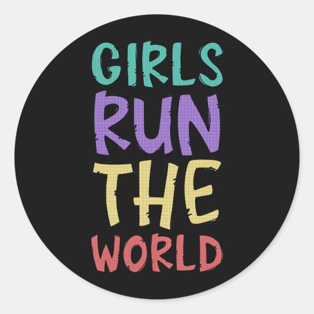 Mädchen führen die Welt als Feministin Runder Aufkleber (Vorderseite)