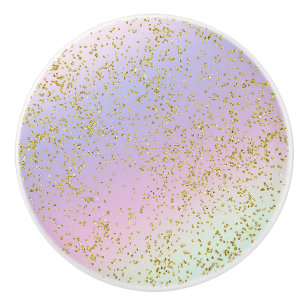 Mädchen Funkeln Regenbogen Pastell Gold Glitter Fa Keramikknauf