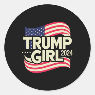 Mädchen für Donald Trump Hübsche Trump-Flagge Frau Runder Aufkleber