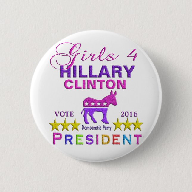 Mädchen für Hillary Clinton-Präsidenten Button (Vorderseite)