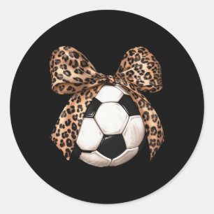 Mädchen Fußball Coquette Schleife Leopard Cheetah Runder Aufkleber
