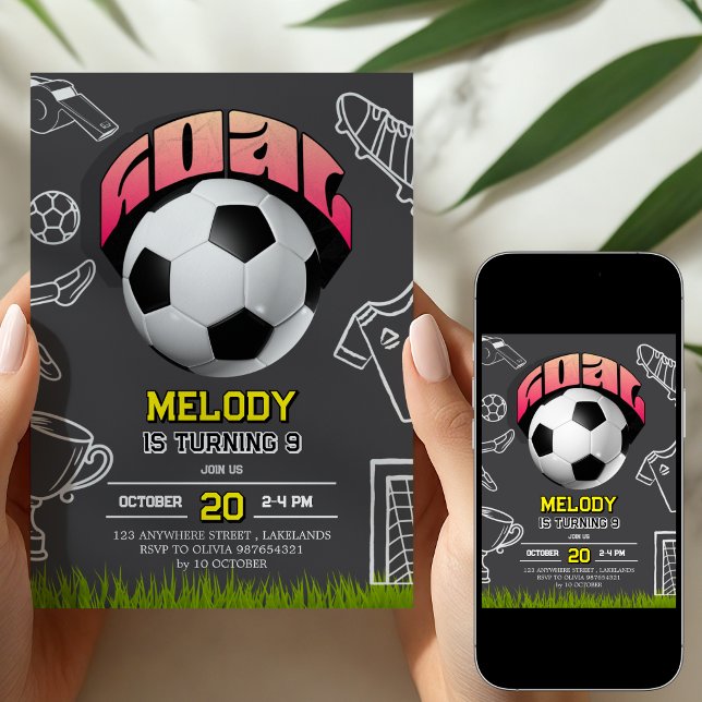 Mädchen Fußball Geburtstagsfeier Einladung (Von Creator hochgeladen)