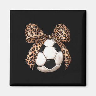 Mädchen Fußball Kokette Schleife Leopard Cheetah D Magnet