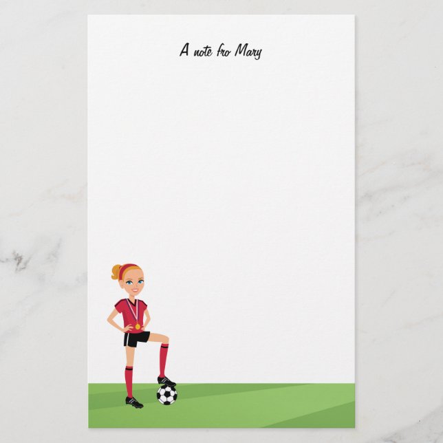 Mädchen-Fußball-Lager-Briefpapier Briefpapier (Vorderseite)
