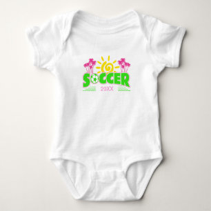Mädchen-Fußball-Sonnenlicht-Palmen Baby Strampler
