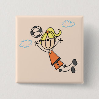 Mädchen-Fußball-Sprungs-T-Shirts und Geschenke Button
