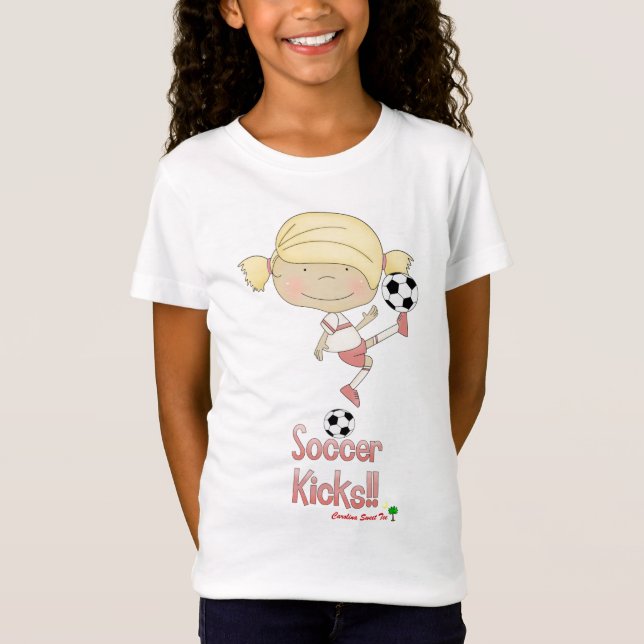 Mädchen-Fußball-Tritte T-Shirt (Vorderseite)