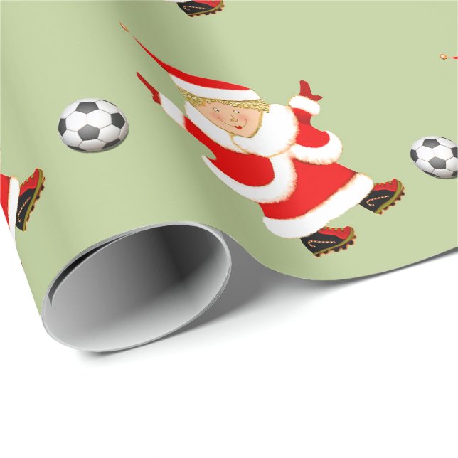 Mädchen-Fußball-Weihnachtsgeschenk Geschenkpapier (Rolleneckpunkt)