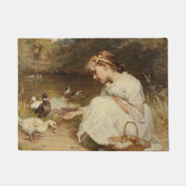 Mädchen Fütternd Enten (von Frederick Morgan) Fußmatte
