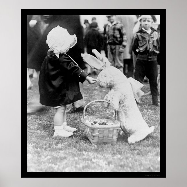 Mädchen Fütternd Osterhase 1929 Poster (Vorne)