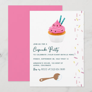 Mädchen Geburtstag Cupcake-Backparty-Einladung Einladung