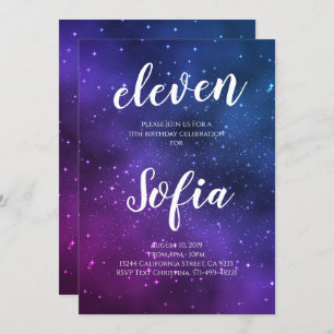 Mädchen Geburtstag Lila Stars Galaxy Universum Einladung