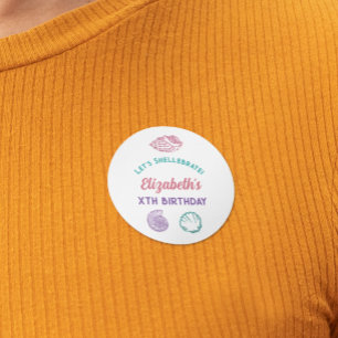 Mädchen-Geburtstag mit Muscheln Runder Aufkleber