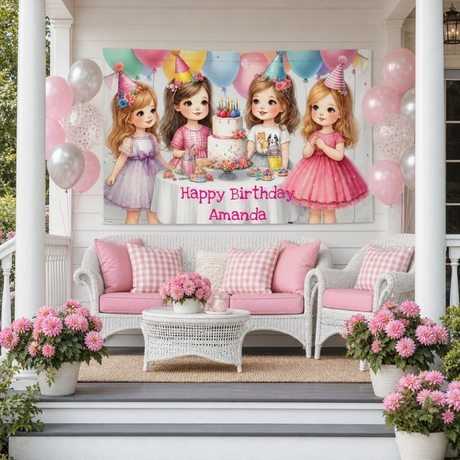 Mädchen Geburtstag Personalisiert rosa Banner (Von Creator hochgeladen)