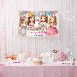 Mädchen Geburtstag Personalisiert rosa Banner