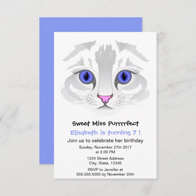 Mädchen-Geburtstags-Party des niedlichen Einladung (Vorne/Hinten)