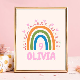 Mädchen Geburtstagsfeier Süßer Regenbogen Kinder B Poster
