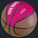 Mädchen Geburtstagsgeschenk Idee individuelle Name Basketball<br><div class="desc">Erstellen Sie Ihre einzigartige Girls Geburtstag Geschenk fuchsia rosa Basketball mit Ihrem eigenen personalisierten Namen, Jahr, Slogan, Nachricht oder jeden Text. Niedliches Basketball Geschenkspiel für Mädchen, Basketballspielerinnen, Frauen, Mama, Schwester, Tochter, Freundin, Cheerleader, Teenager, Teenager, Baby Girl, Spieler, Teamkollegen, Fans. Wählen Sie Ihr Lieblings-Team und verwenden Sie eine beliebige Hintergrundfarbe. Keine...</div>