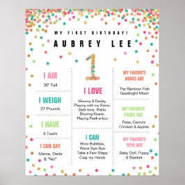 Mädchen Geburtstagsminze Aquamarin Rosa Erstgeburt Poster