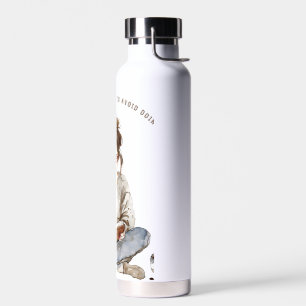 Mädchen genießen ein Buch mit Kaffee, vermeiden Trinkflasche