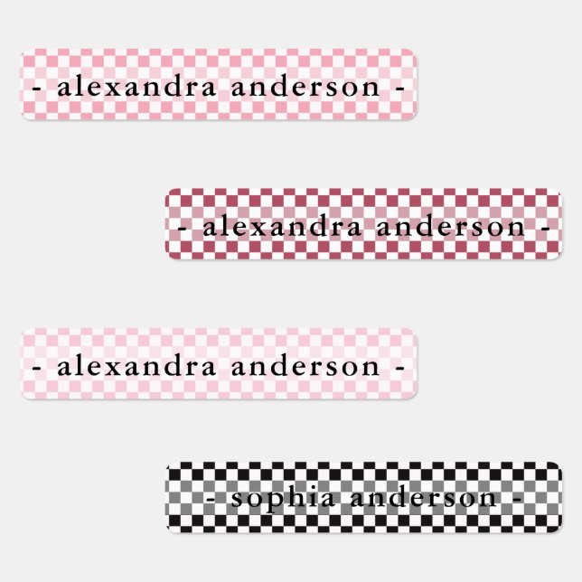Mädchen-Gingham-Kinder-Name  Etiketten (Gruppe)