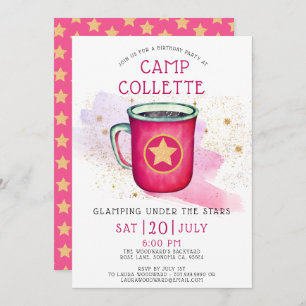 Mädchen Glamping Camping Geburtstag unter den Ster Einladung