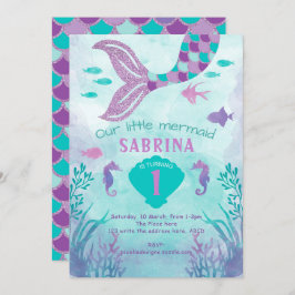 Mädchen, Glitzer, Meerjungfrau, Schwanz, Einladung