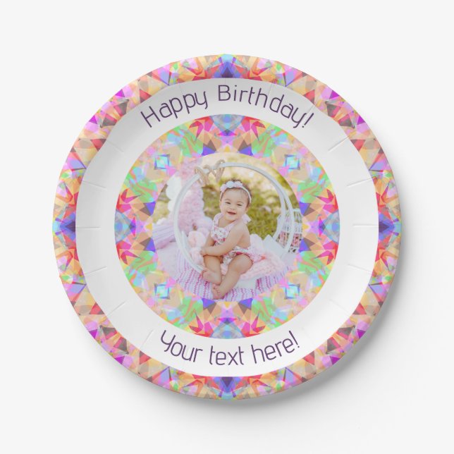 Mädchen glücklich Geburtstag Vibrannt Pink Star Cu Pappteller (Vorderseite)