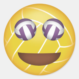 Mädchen glücklich Gesicht Volleyball Emoji Runder Aufkleber