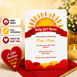 Mädchen Golden Sun Baby Girl Shower Name Reveal  Einladung