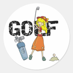 Mädchen-Golf Runder Aufkleber