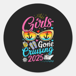 Mädchen Gone Cruising Urlaub 2025 Party Kreuzfahrt Runder Aufkleber