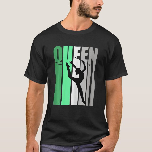 Mädchen Grüne Retro-Rhythmische Sportgymnastik Kön T-Shirt (Vorderseite)
