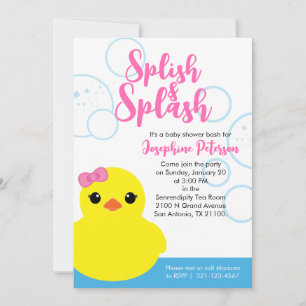 Mädchen Gummiente Baby Shower Evite oder Ausdruck Einladung