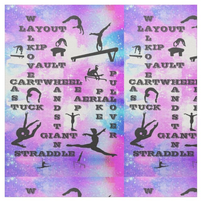Mädchen Gymnastik Fähigkeiten Crossword Print Stoff (Nahaufnahme)