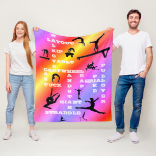 Mädchen Gymnastik Fähigkeiten Crosswords farbenfro Fleecedecke